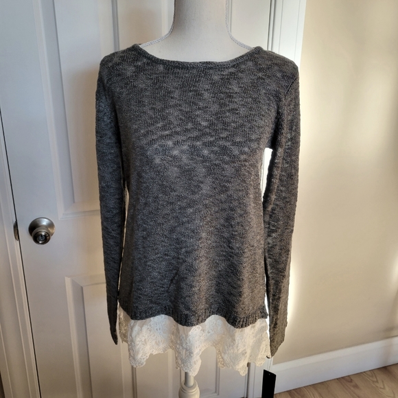 AB Studio Sweaters - NWT! AB Studio Lace Bottom Sweater